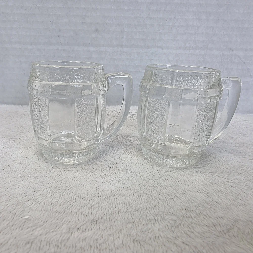 Vintage Mini Beer Barrel Mug Shot Glass Crackle & Clear Barrel St. Patrick's Day